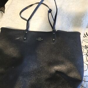 Coach Black Leather Tote Bag